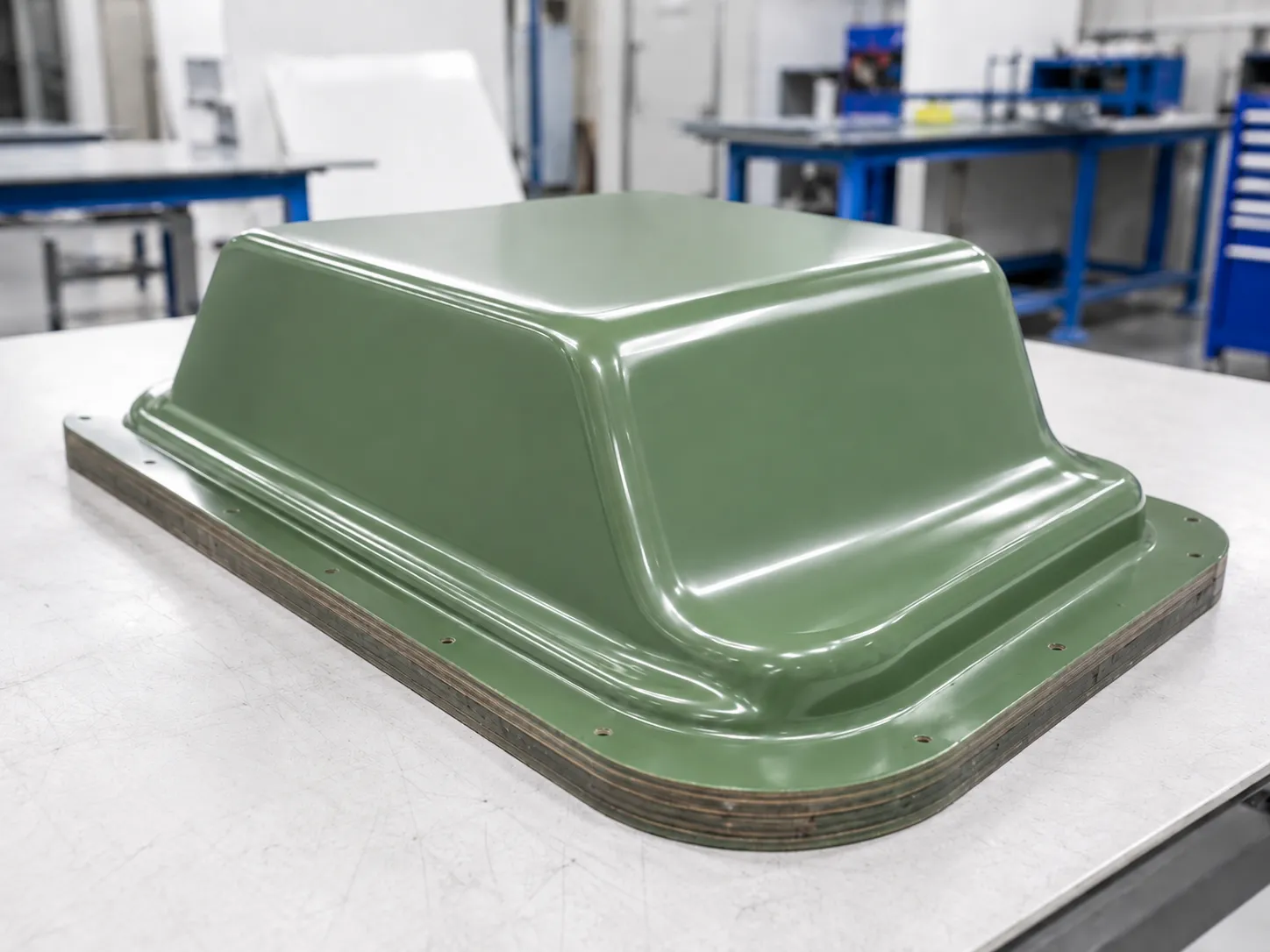 Composite thermoforming tool manufactured using an epoxy-carbon system.