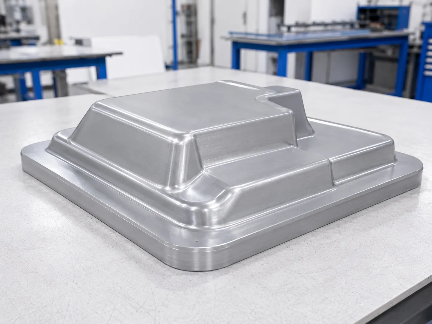 Machined aluminium thermoforming tool.