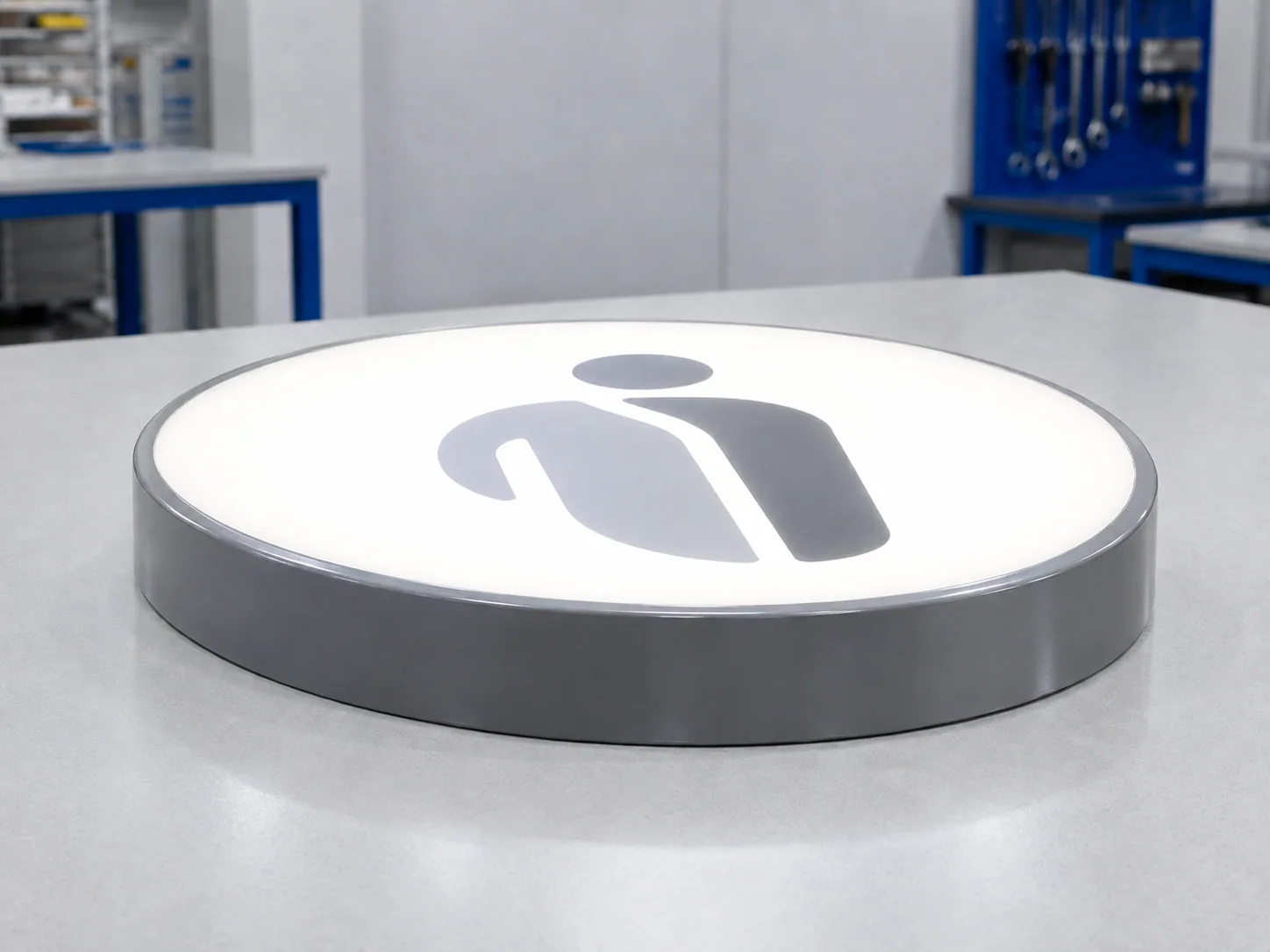Thermoformed plastic element for an illuminated sign.